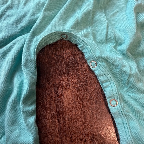 Kate Quinn 6-9 Month Solid Aqua Blue Bamboo Footies - Picture 4 of 5